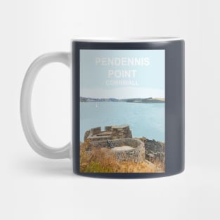 Pendennis Point Falmouth Cornwall. Cornish gift. Travel poster Mug